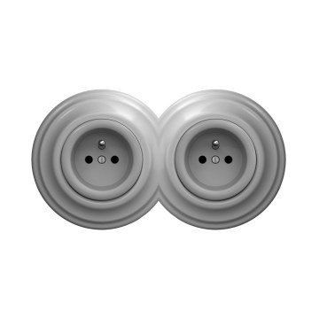 Reblig - Tomada doméstica retro dupla com moldura 230V cinzenta
