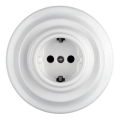 Reblig - Tomada doméstica retro em porcelana com moldura SCHUKO 250V/16A branca