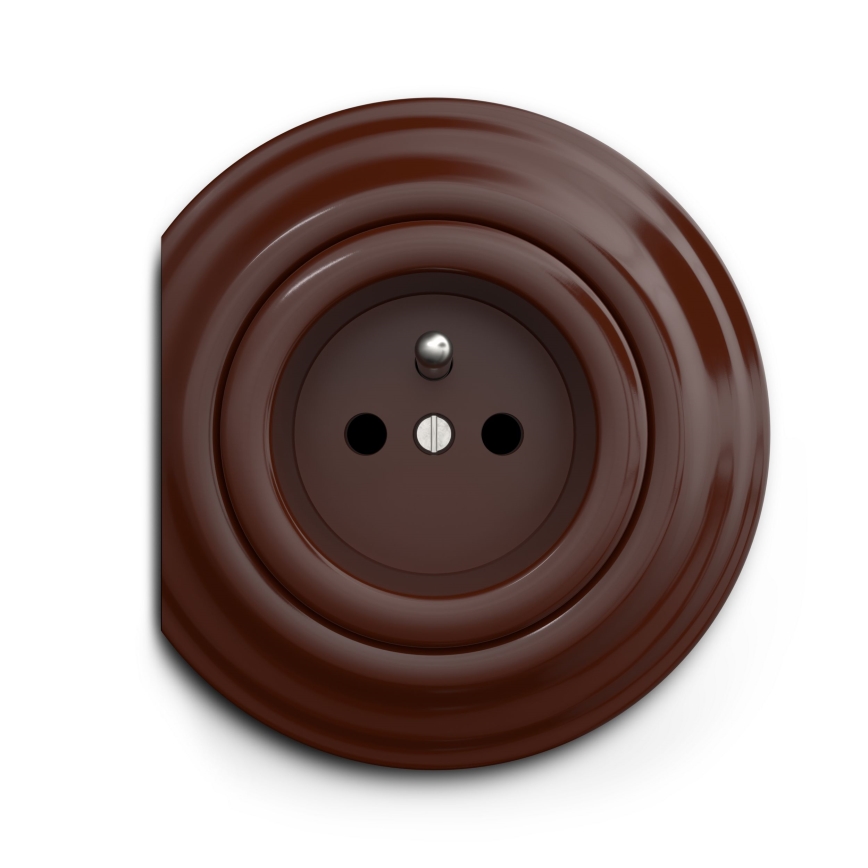 Reblig - Tomada doméstica retro sem moldura 230V castanha
