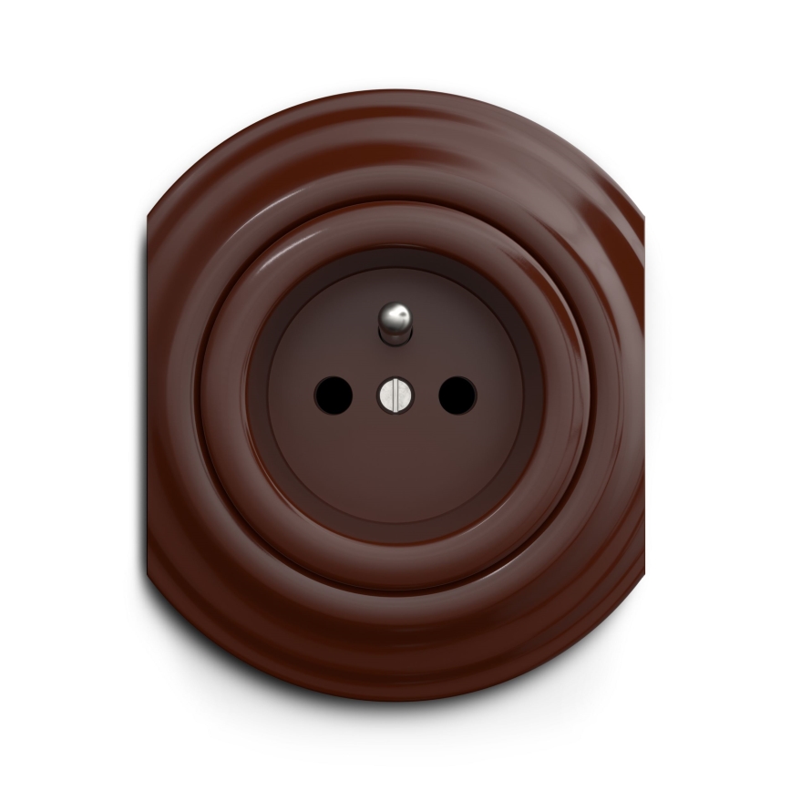 Reblig - Tomada doméstica retro sem moldura 230V castanha
