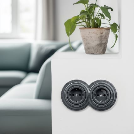 Reblig - Tomada doméstica retro sem moldura SCHUKO 230V/16A antracite