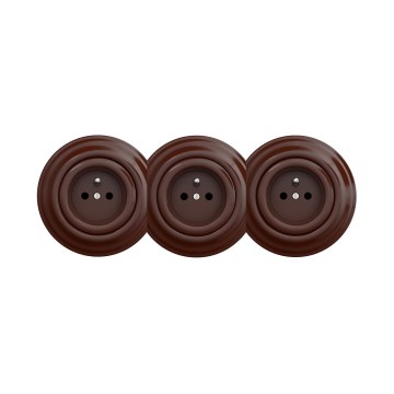 Reblig - Tomada doméstica retro tripla com moldura 230V castanha