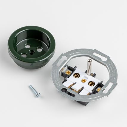 Reblig - Tomada doméstica retro tripla com moldura 230V verde