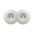 Reblig - Tomada dupla retro doméstica com moldura 230V cerâmica branca