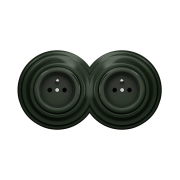 Reblig - Tomada dupla retro doméstica com moldura, 230V, verde