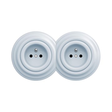 Reblig - Tomada dupla retro para uso doméstico com moldura 230V azul