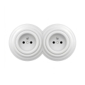 Reblig - Tomada dupla retro para uso doméstico com moldura 230V branco neve