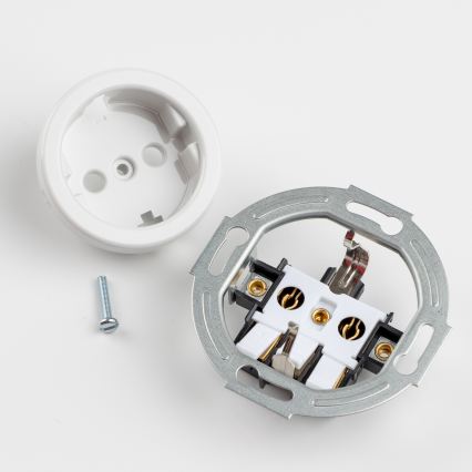 Reblig - Tomada dupla retro para uso doméstico com moldura SCHUKO 230V branco neve