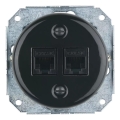 Reblig - Tomada Ethernet retro em porcelana sem moldura 2x CAT.5E preta