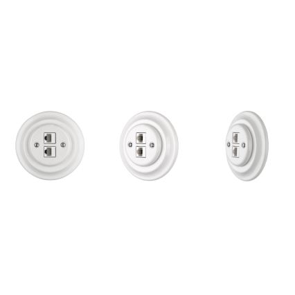 Reblig - Tomada Ethernet retro em porcelana sem moldura 2x CAT.5E branca