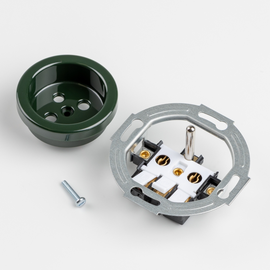 Reblig - Tomada retro de parede com moldura, 230 V, verde