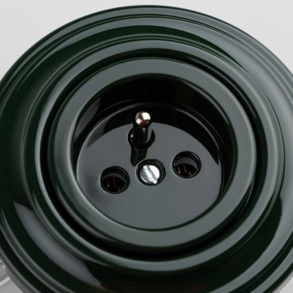 Reblig - Tomada retro de parede com moldura, 230 V, verde