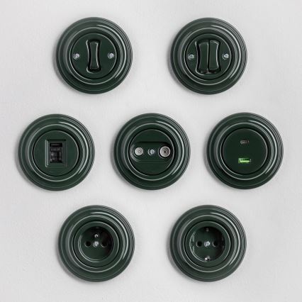 Reblig - Tomada retro de parede com moldura, 230 V, verde
