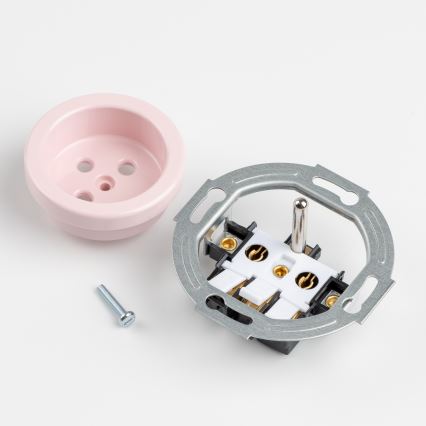 Reblig - Tomada retro doméstica com moldura 230V rosa antigo