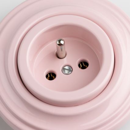 Reblig - Tomada retro doméstica com moldura 230V rosa antigo
