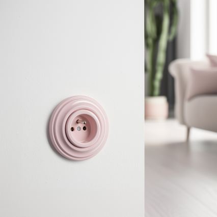 Reblig - Tomada retro doméstica com moldura 230V rosa antigo