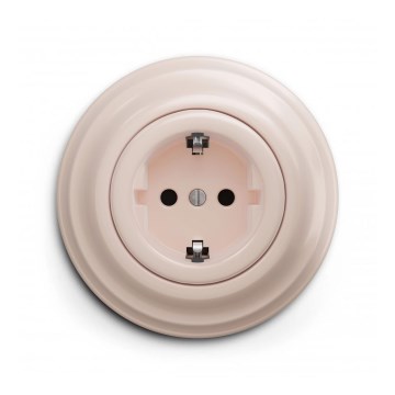 Reblig - Tomada retro doméstica com moldura SCHUKO 230V/16A rosa antiga