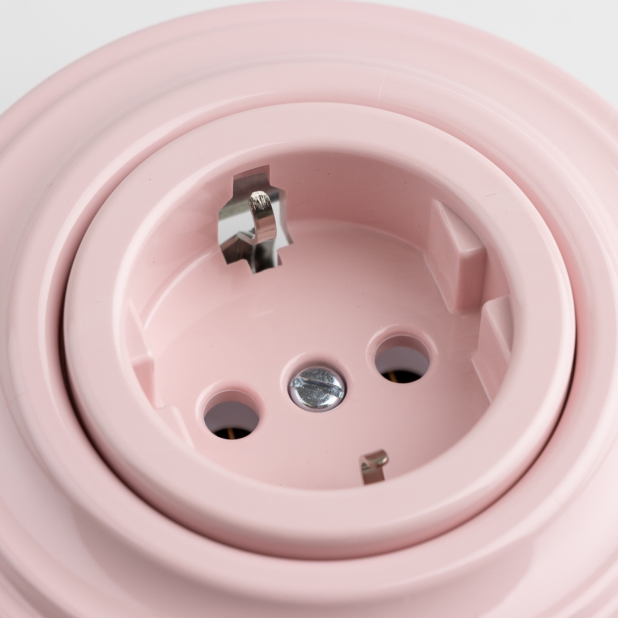Reblig - Tomada retro doméstica com moldura SCHUKO 230V/16A rosa antiga
