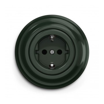 Reblig - Tomada retro doméstica com moldura SCHUKO 230V/16A verde