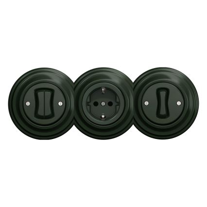 Reblig - Tomada retro doméstica sem moldura SCHUKO 230V/16A verde