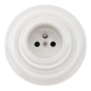 Reblig - Tomada retro em porcelana para uso doméstico com moldura, 250V/16A, branca