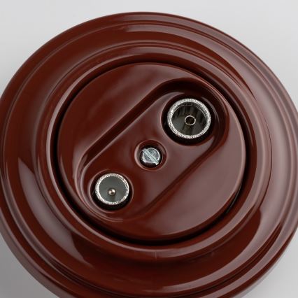 Reblig - Tomada retro para TV+R (passante) com moldura castanha
