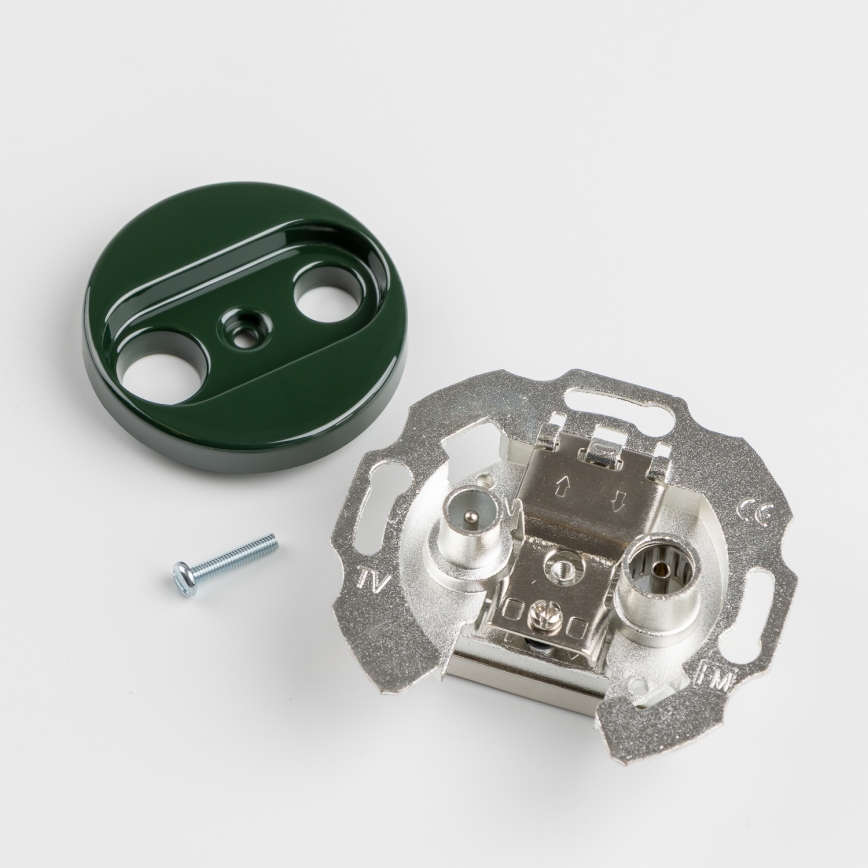 Reblig - Tomada Retro para TV+Rádio (passante) com moldura, verde