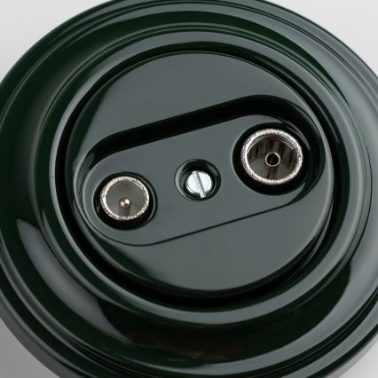 Reblig - Tomada Retro para TV+Rádio (passante) com moldura, verde