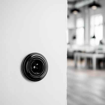 Reblig - Tomada retro residencial com moldura 230V preta