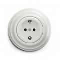 Reblig - Tomada retro residencial com moldura SCHUKO 230V/16A, cerâmica branca