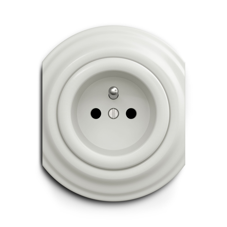 Reblig - Tomada retro sem moldura 230V em cerâmica branca