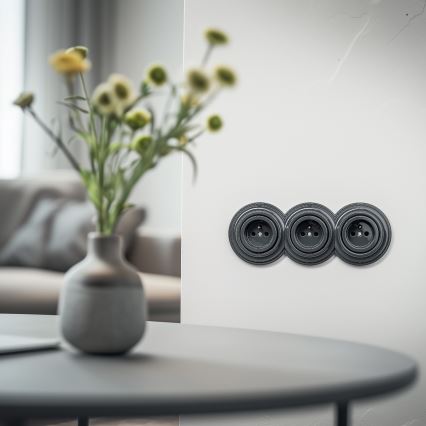 Reblig - Tomada retro tripla para uso doméstico com moldura 230V antracite