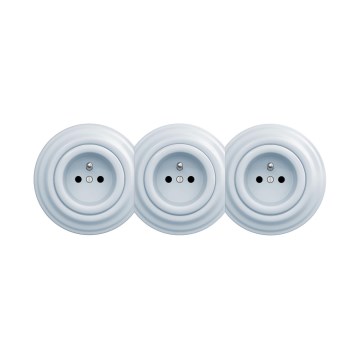 Reblig - Tomada retro tripla para uso doméstico com moldura 230V azul