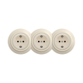 Reblig - Tomada retro tripla para uso doméstico com moldura SCHUKO 230V, bege