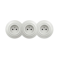 Reblig - Tomada tripla retro para uso doméstico com moldura, 230 V, cerâmica branca