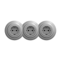 Reblig - Tomada tripla retro para uso doméstico com moldura SCHUKO 230V cinzenta