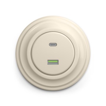 Reblig - Tomada USB Retro A e C com moldura bege