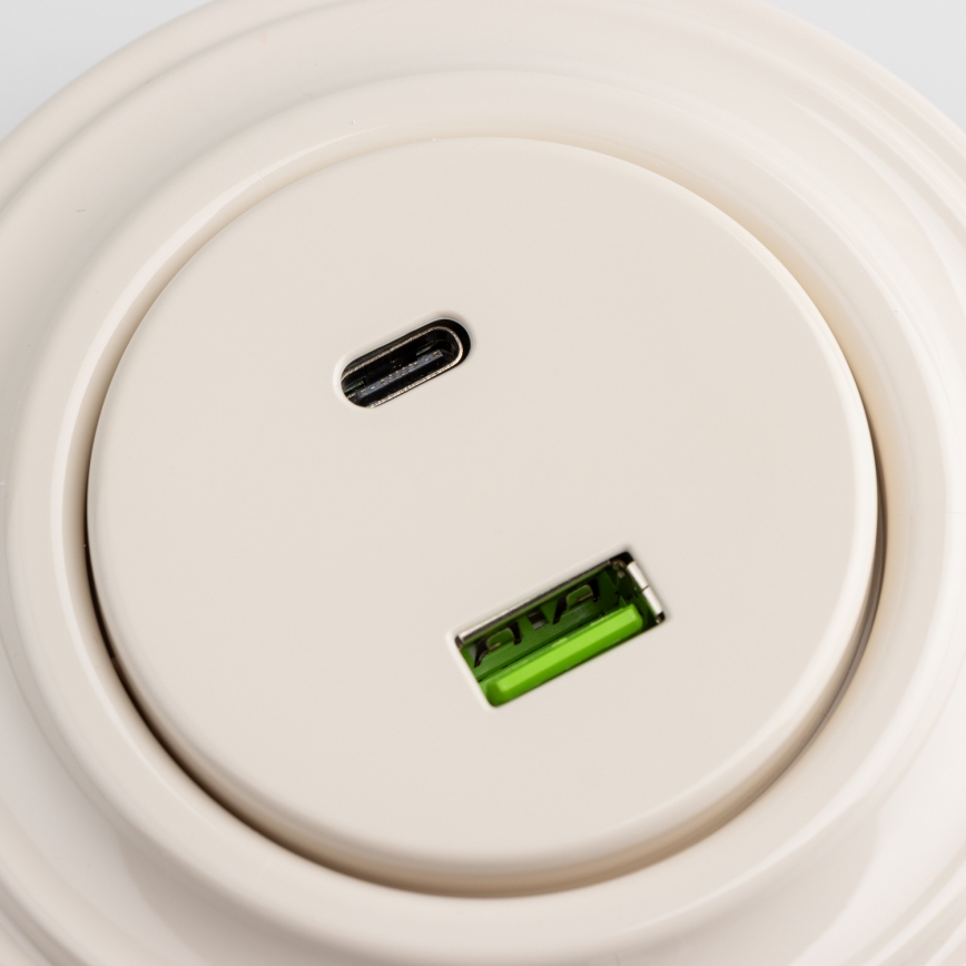 Reblig - Tomada USB Retro A e C com moldura bege