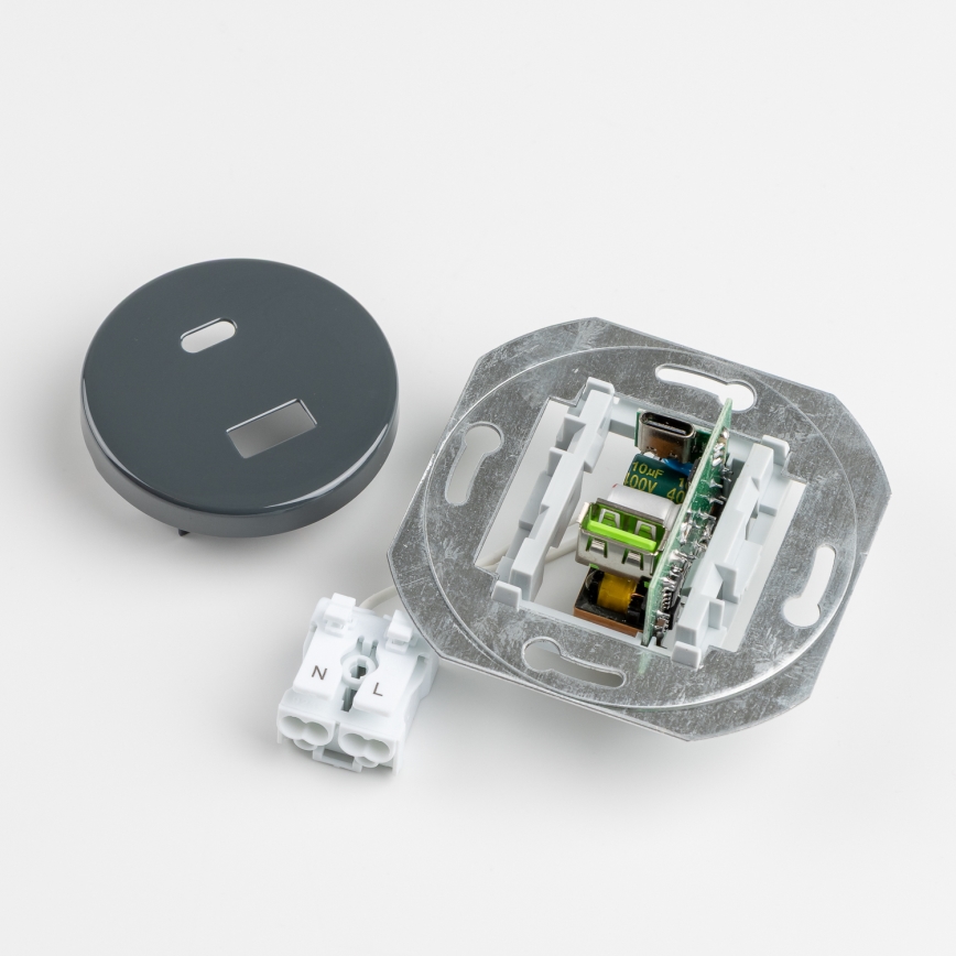 Reblig - Tomada USB retrô A+C com moldura antracite