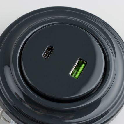 Reblig - Tomada USB retrô A+C com moldura antracite