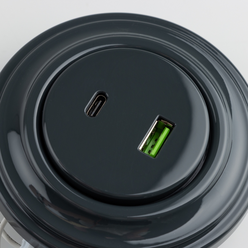 Reblig - Tomada USB retrô A+C com moldura antracite