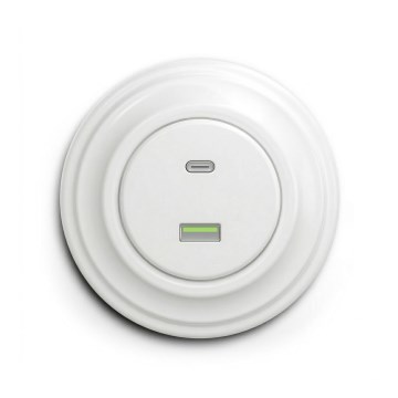Reblig - Tomada USB Retro A+C com moldura, branco neve