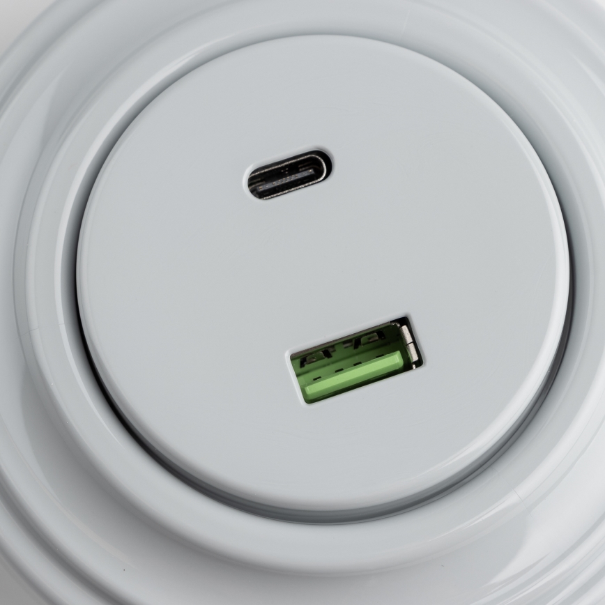 Reblig - Tomada USB Retro A+C com moldura cinzenta