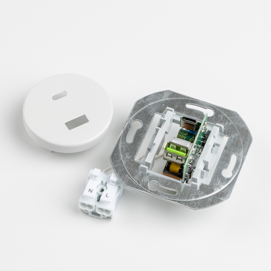Reblig - Tomada USB retrô A+C com moldura em cerâmica branca