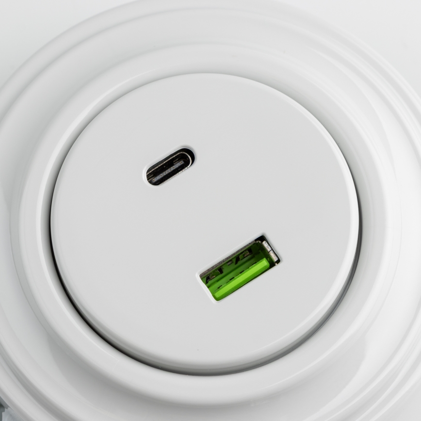 Reblig - Tomada USB retrô A+C com moldura em cerâmica branca
