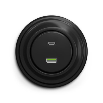 Reblig - Tomada USB Retro A+C com moldura preta