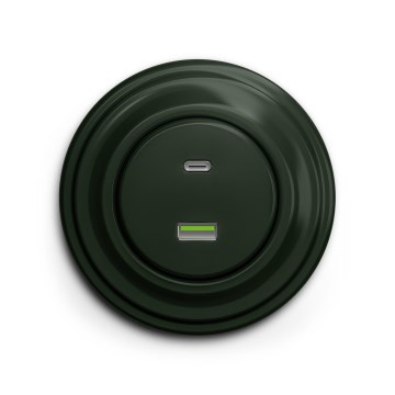 Reblig - Tomada USB Retro A+C com moldura verde