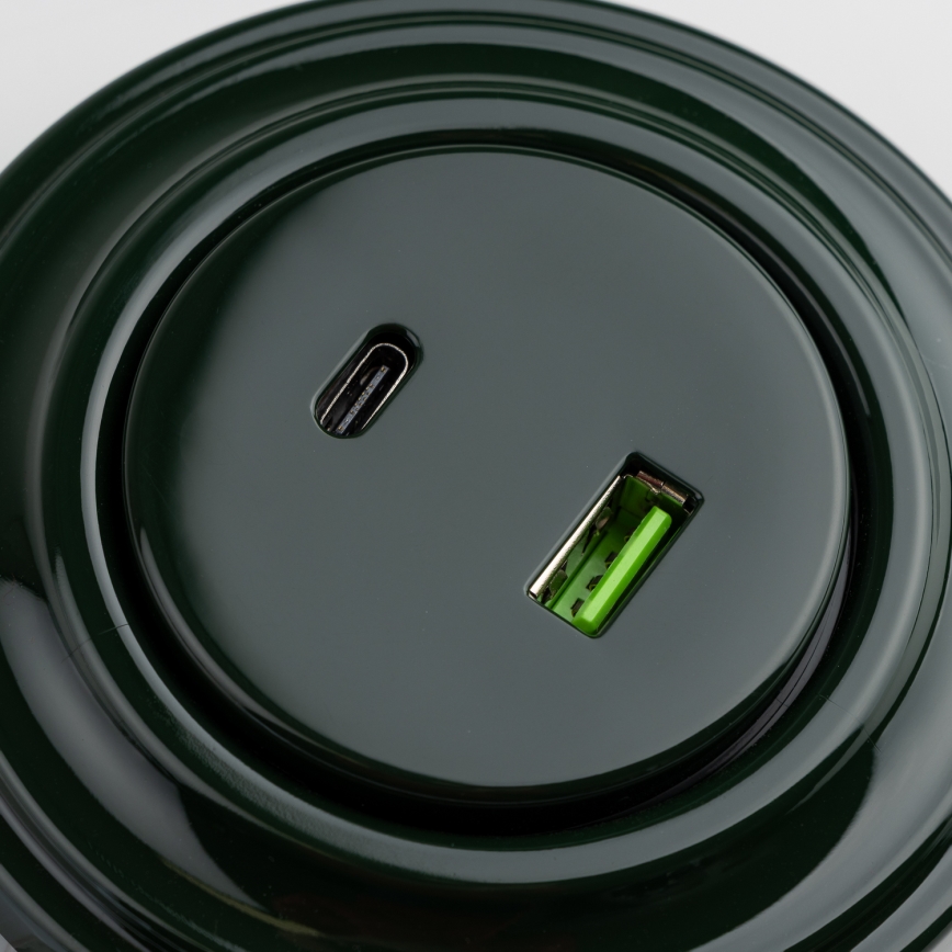 Reblig - Tomada USB Retro A+C com moldura verde