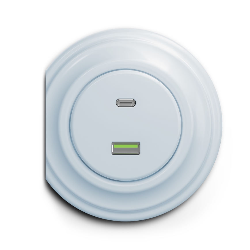 Reblig - Tomada USB Retro A+C sem moldura, azul