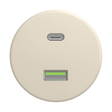 Reblig - Tomada USB Retro A+C sem moldura, bege